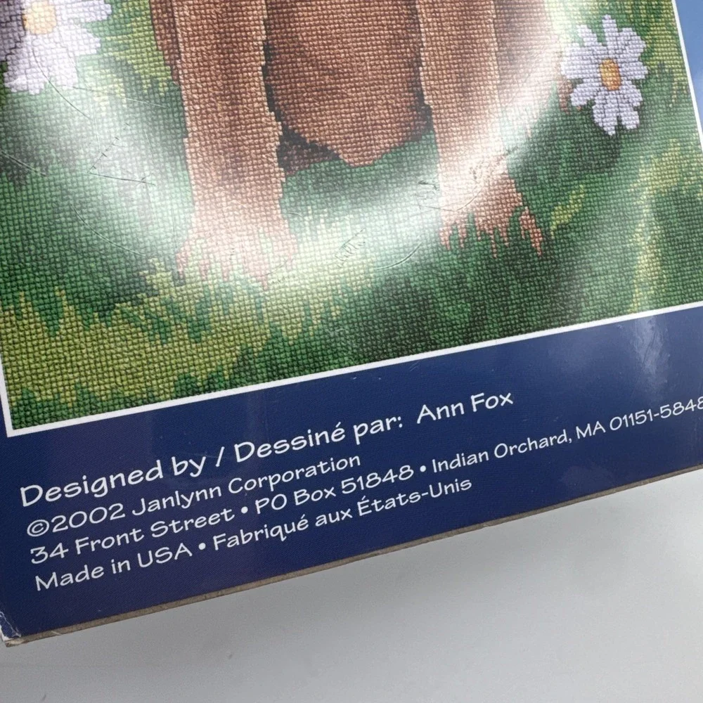 Janlynn Count Cross Stitch Kit Puppy Dog Daisies‎ Labrador Chocolate Vtg Y2K New